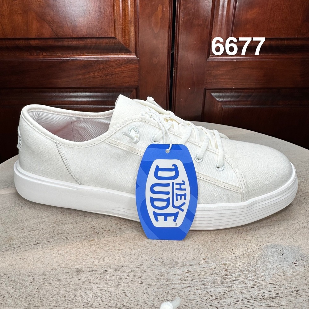 Hey Dude Cody M Canvas Mens Size 11 White New Casual Platform Sneakers 41291-143
